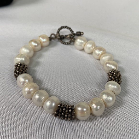 Set of 4 pearl bead and rhinestone bracelets - Picture 5 of 6